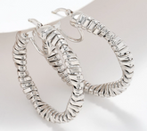 David Markstein Bronze Silver Tone Tubogas Twist 1-3/8" Hoop Earrings